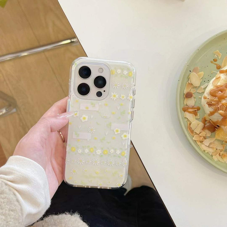 Sunflower Pattern Silicon Case For iPhone With Bow Charm