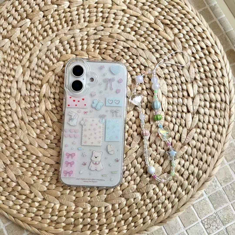 Cute Heart Sticker Silicon Case For iPhone With Charm