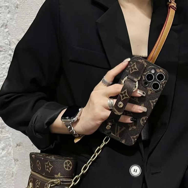 Luxury Branded Leather Case For iPhone With Belt Holder