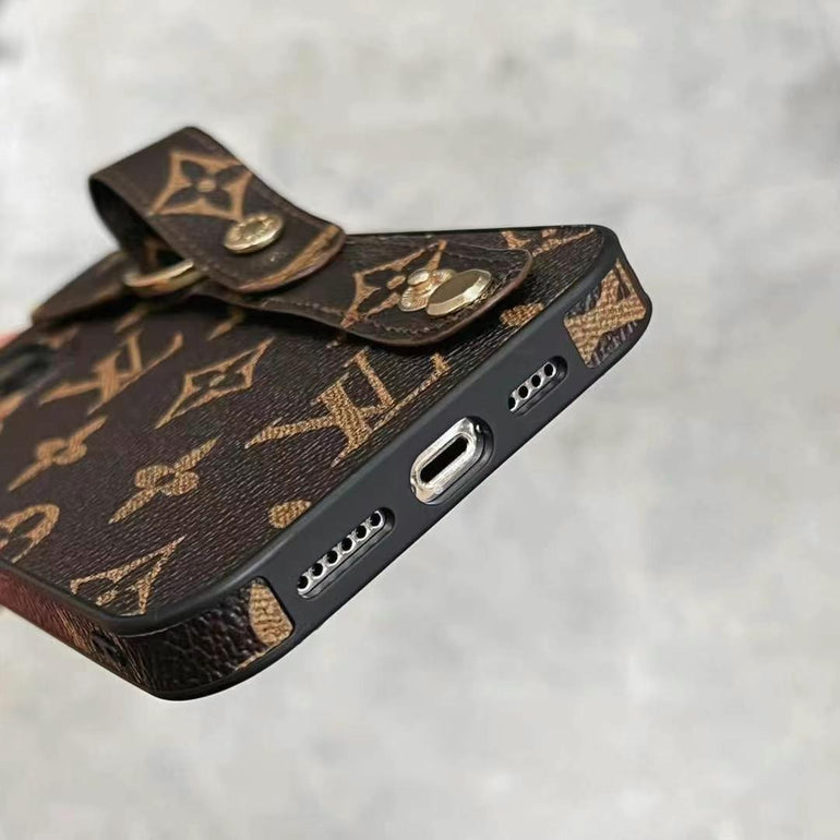 Luxury Branded Leather Case For iPhone With Belt Holder