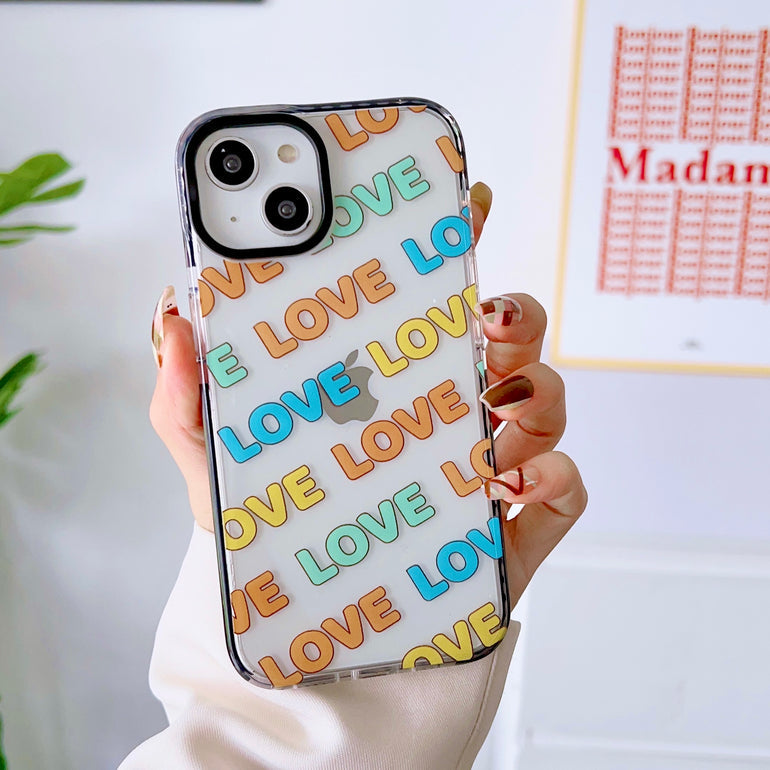 Impact Proof Silicon Case For iPhone ( Love Stickers )