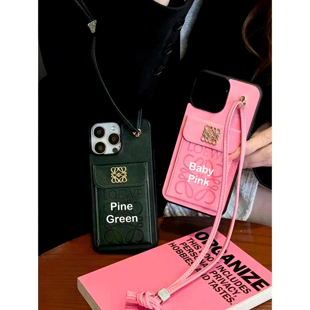 Leather Wallet Case For iPhone With String Holder