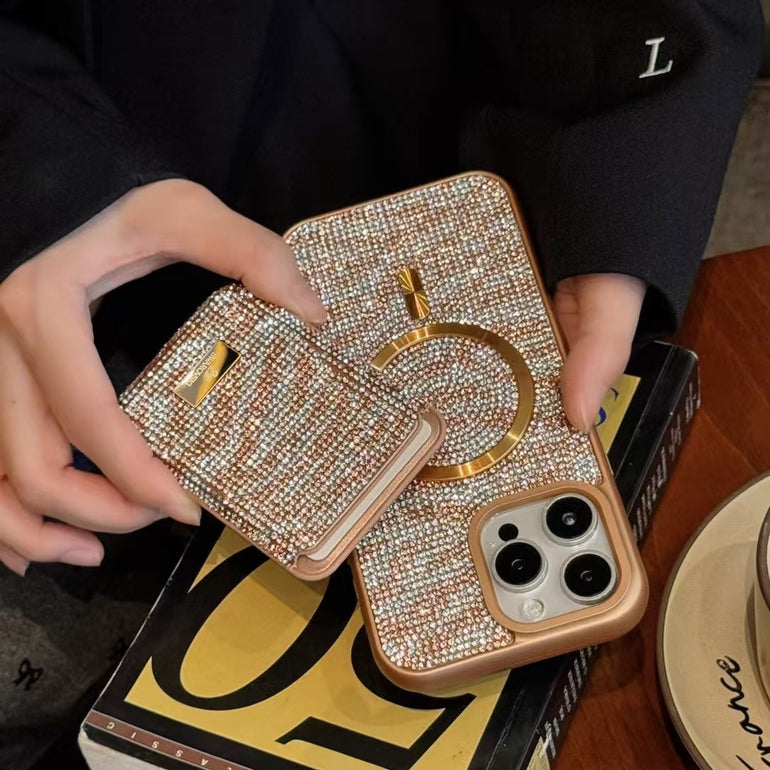 Luxury Rhinestone iPhone Magsafe Case – Bling Glitter Case with Rhinestone Magsafe Wallet