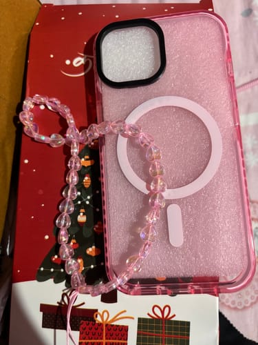 Pink Silicon Impact Case for iPhone With Magsafe And Pink Crystal Charm