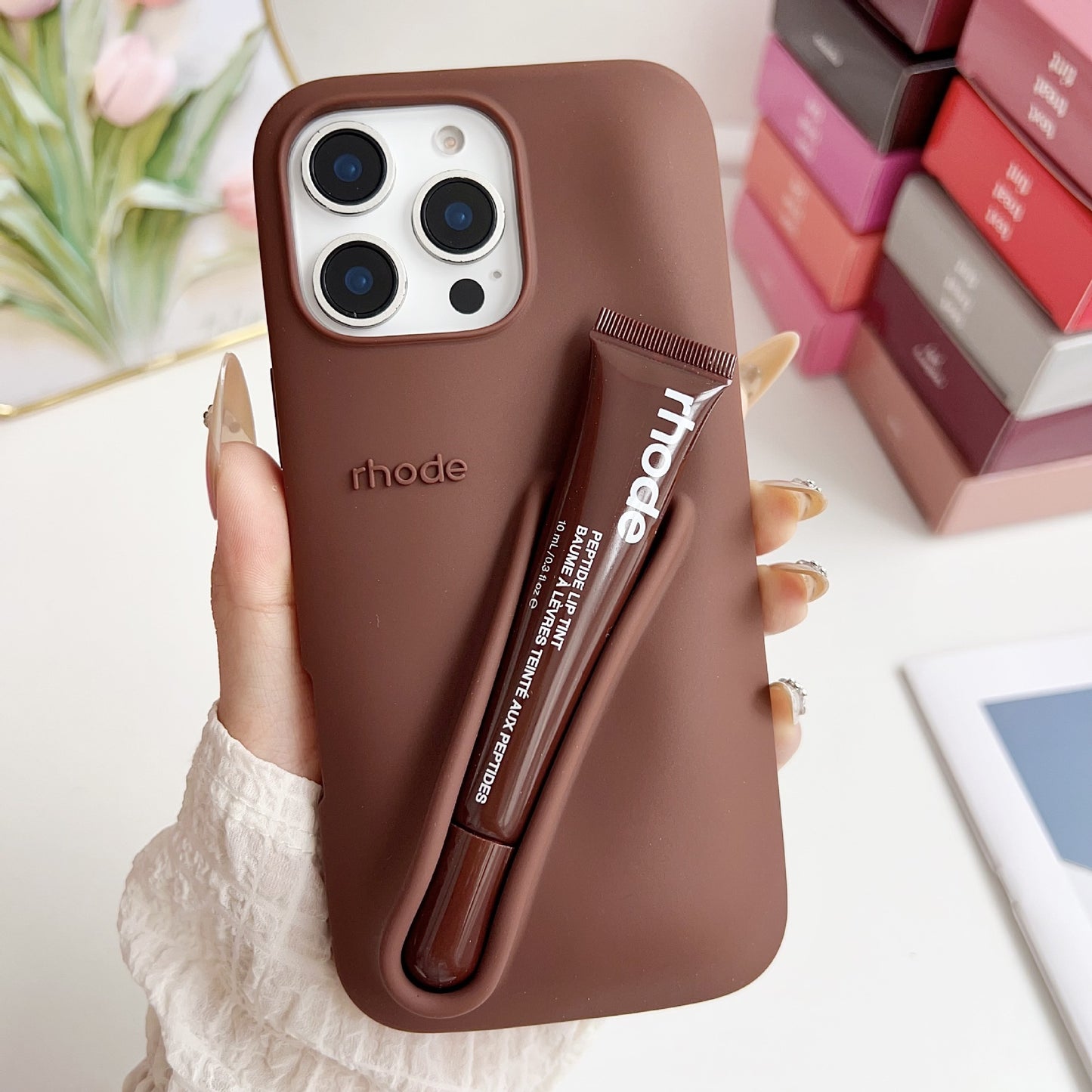 3D silicon lipgloss case for iPhone 11/12/13/13pro/13promax/14/14pro/14promax/15/15pro/15promax/16/16pro/16promax