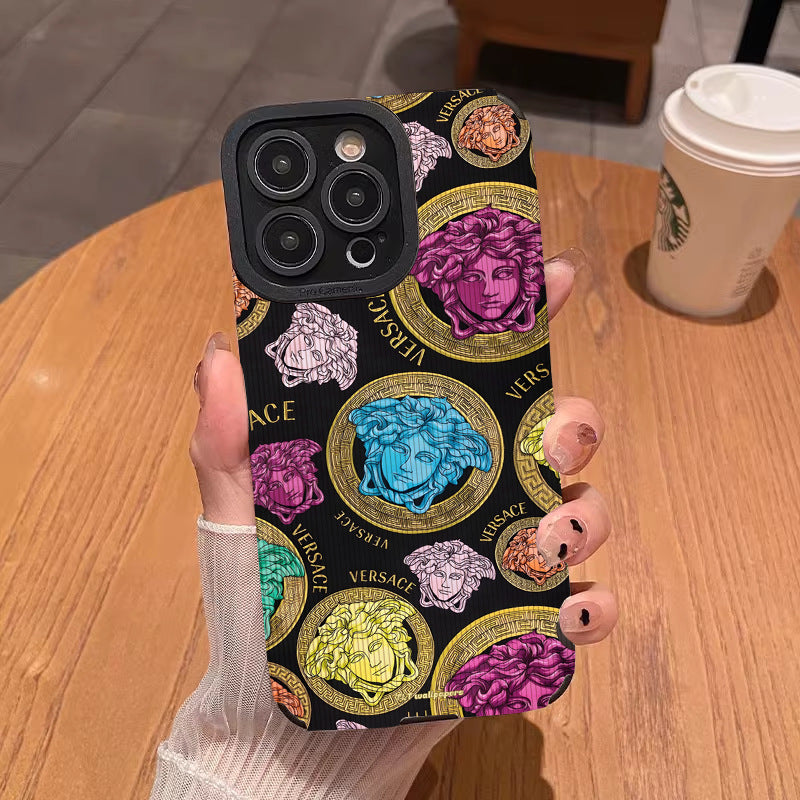 Versace Medusa Pop Art iPhone 13/14/15/16/16E (Basic, Pro, Pro-Max) - Full Protectionok while protecting the phone from scratches and impacts.