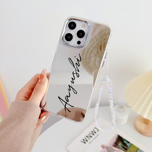 Silver Mirror Designer Customised iPhone Case With Heart Crystal Charm