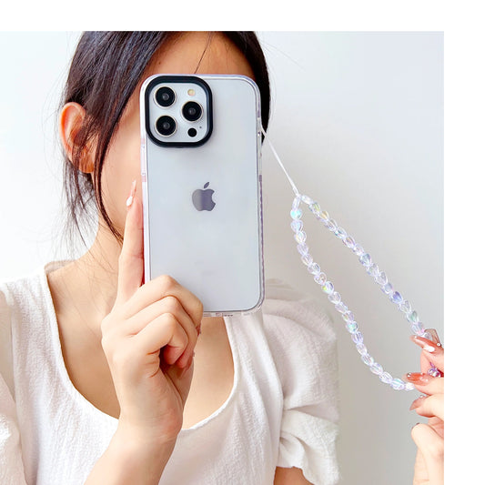Transparent Silicon Impact Case for iPhone With White Heart Charm