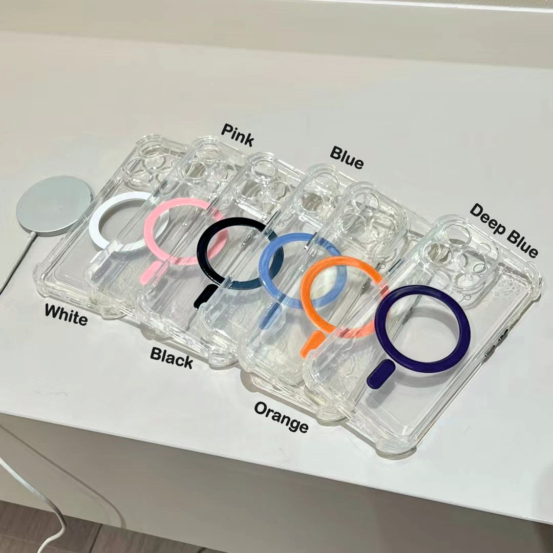 Clear MagSafe iPhone Case Collection – Shockproof Transparent Back Cover with Color Ring