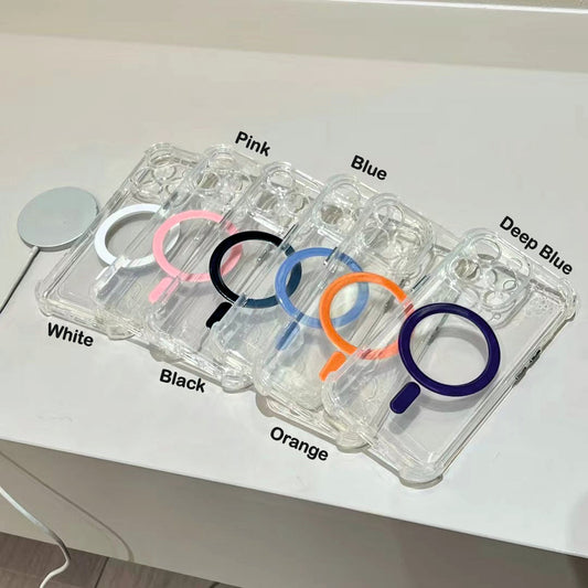 Clear MagSafe iPhone Case Collection – Shockproof Transparent Back Cover with Color Ring