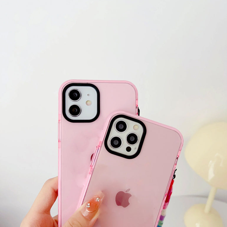 Light Pink Silicon Impact Case for iPhone With Pink Rainbow Charm