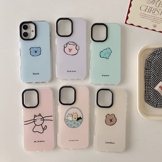 Solid Color Cute Cartoon Designer Impact Proof Silicon Case for iPhone