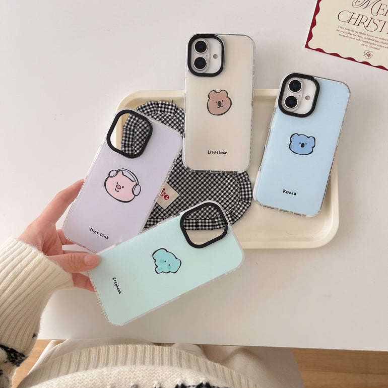 Solid Color Cute Cartoon Designer Impact Proof Silicon Case for iPhone