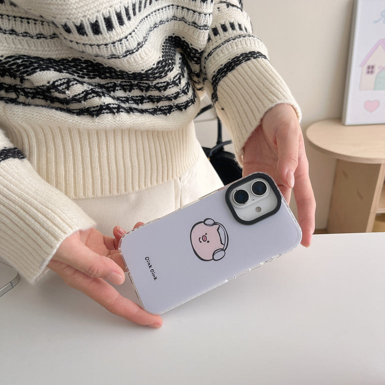 Solid Color Cute Cartoon Designer Impact Proof Silicon Case for iPhone