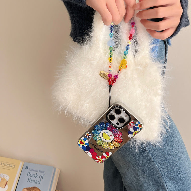 Rainbow Sunflower ! Reflective Mirror Designe iPhone Case With Charm