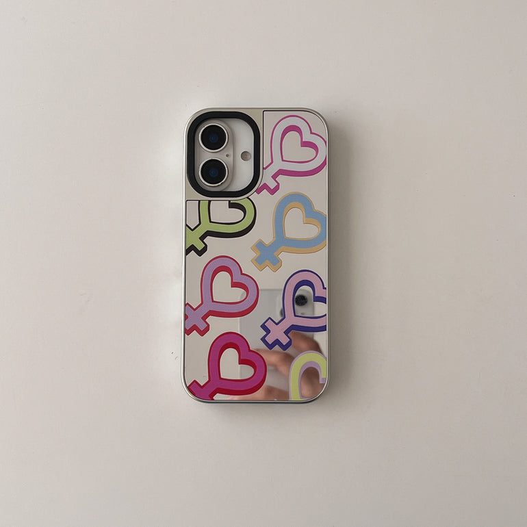 Peace ! Reflective Mirror Designe iPhone Case With Charm