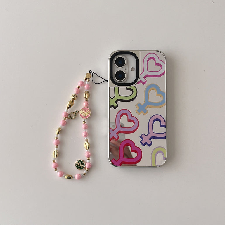 Peace ! Reflective Mirror Designe iPhone Case With Charm
