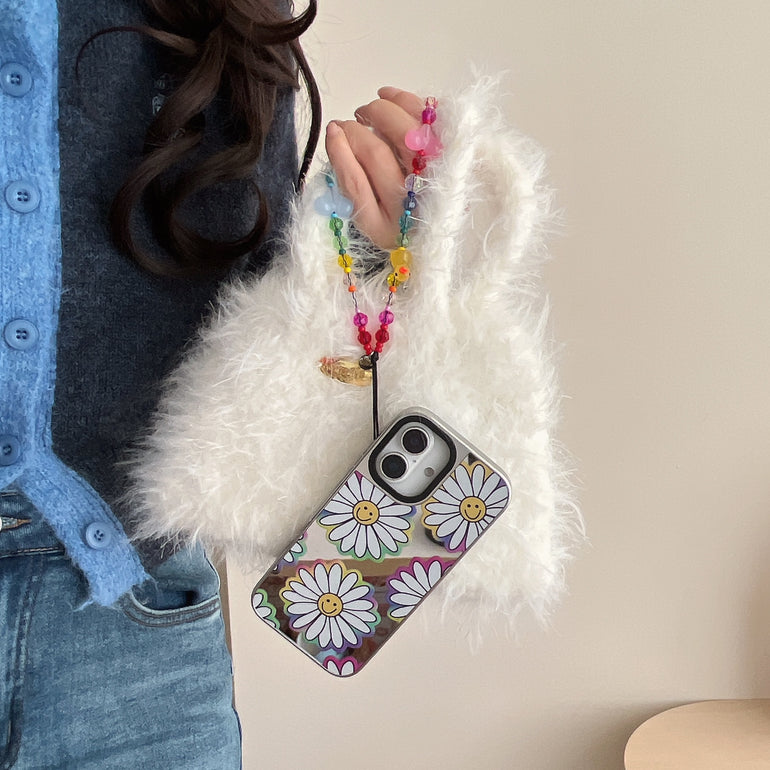 Peace ! Reflective Mirror Designe iPhone Case With Charm