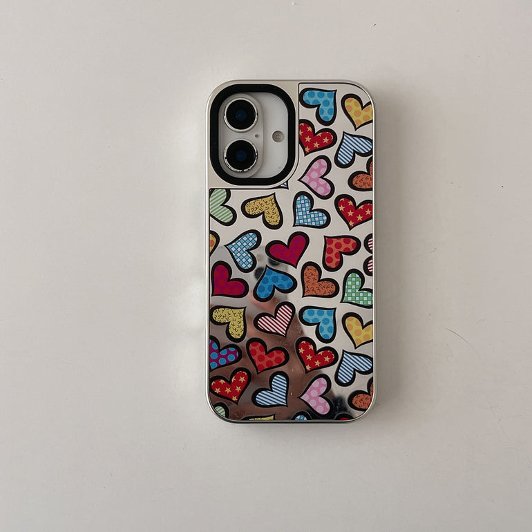 Peace ! Reflective Mirror Designe iPhone Case With Charm