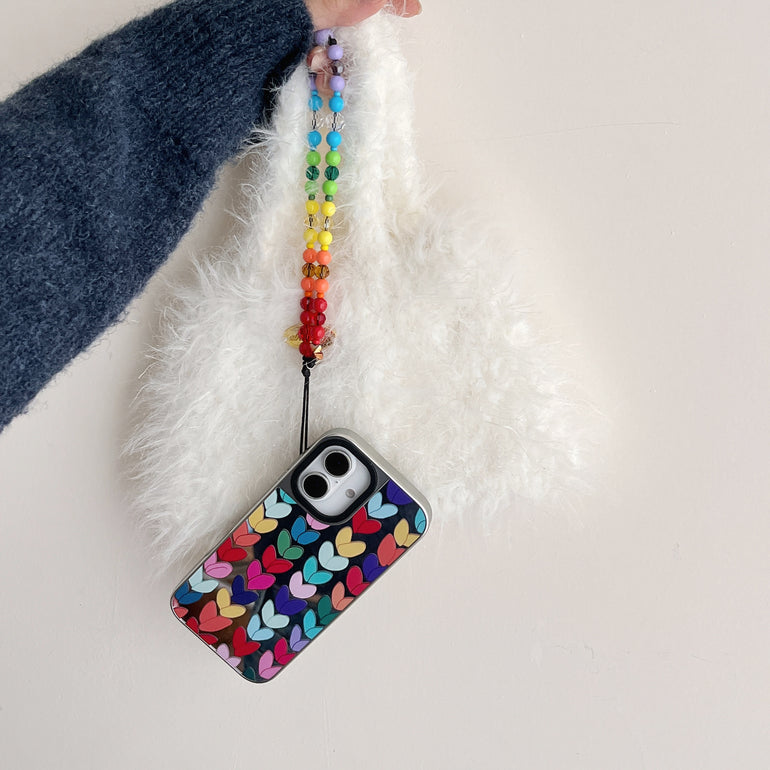 Peace ! Reflective Mirror Designe iPhone Case With Charm