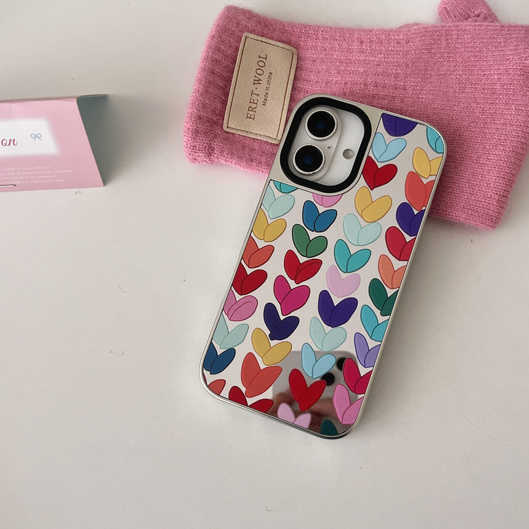 Peace ! Reflective Mirror Designe iPhone Case With Charm