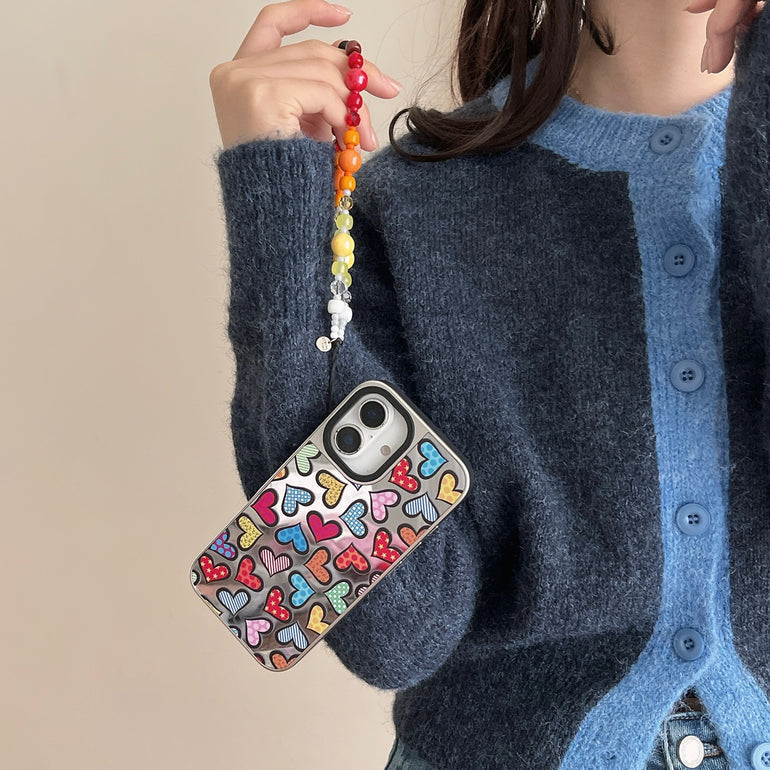 Peace ! Reflective Mirror Designe iPhone Case With Charm