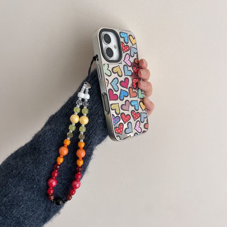 Peace ! Reflective Mirror Designe iPhone Case With Charm