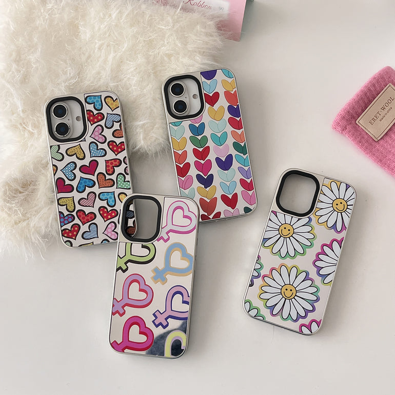 Peace ! Reflective Mirror Designe iPhone Case With Charm