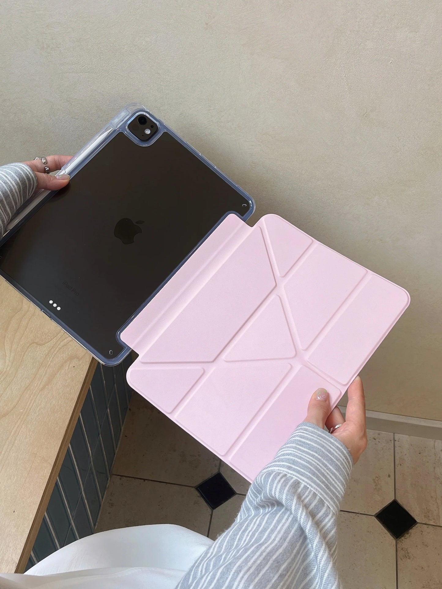 Pastel Origami Stand iPad Case Slim Magnetic Foldable Stand