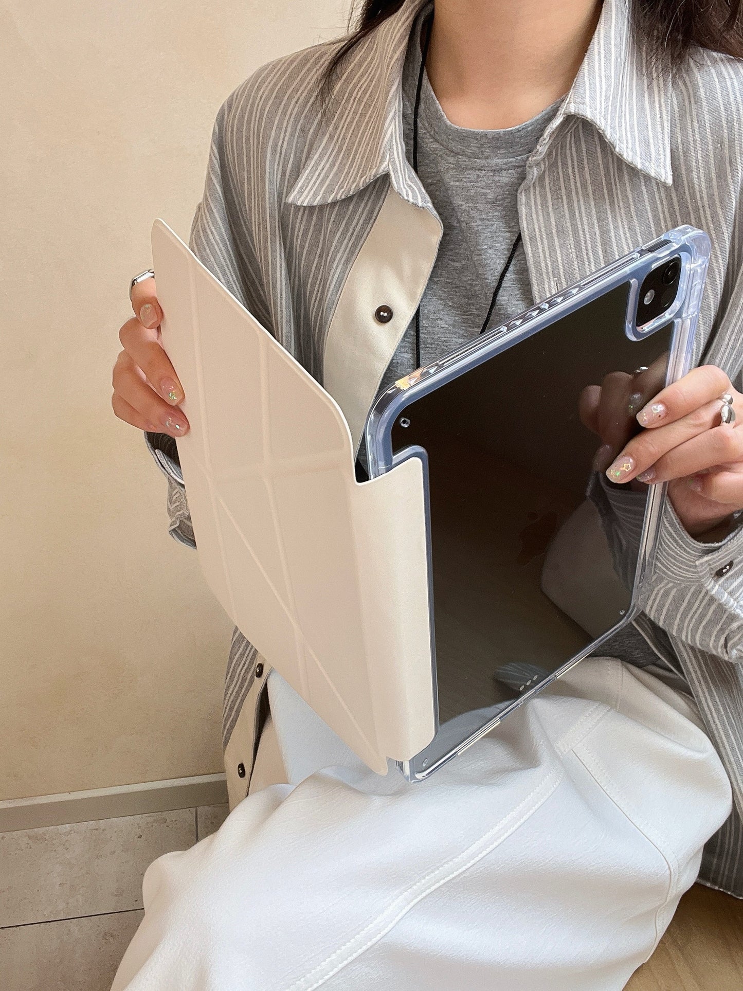 Pastel Origami Stand iPad Case Slim Magnetic Foldable Stand