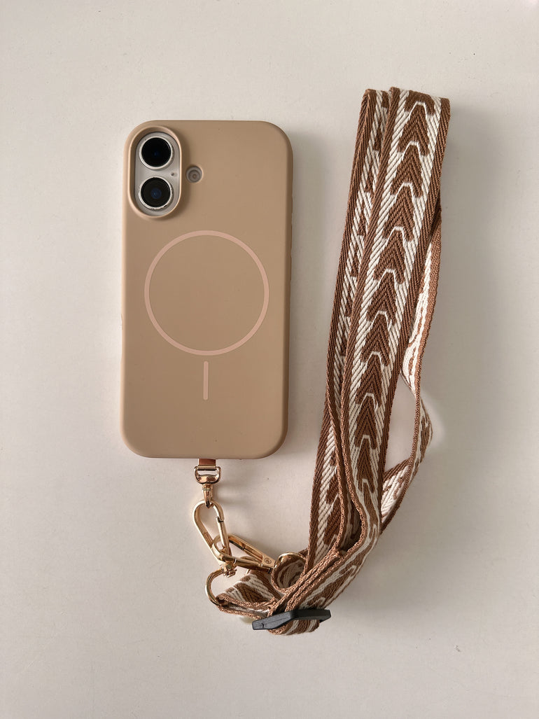 Chevron Pattern – Detachable Crossbody iPhone Holder With Pearl Detail