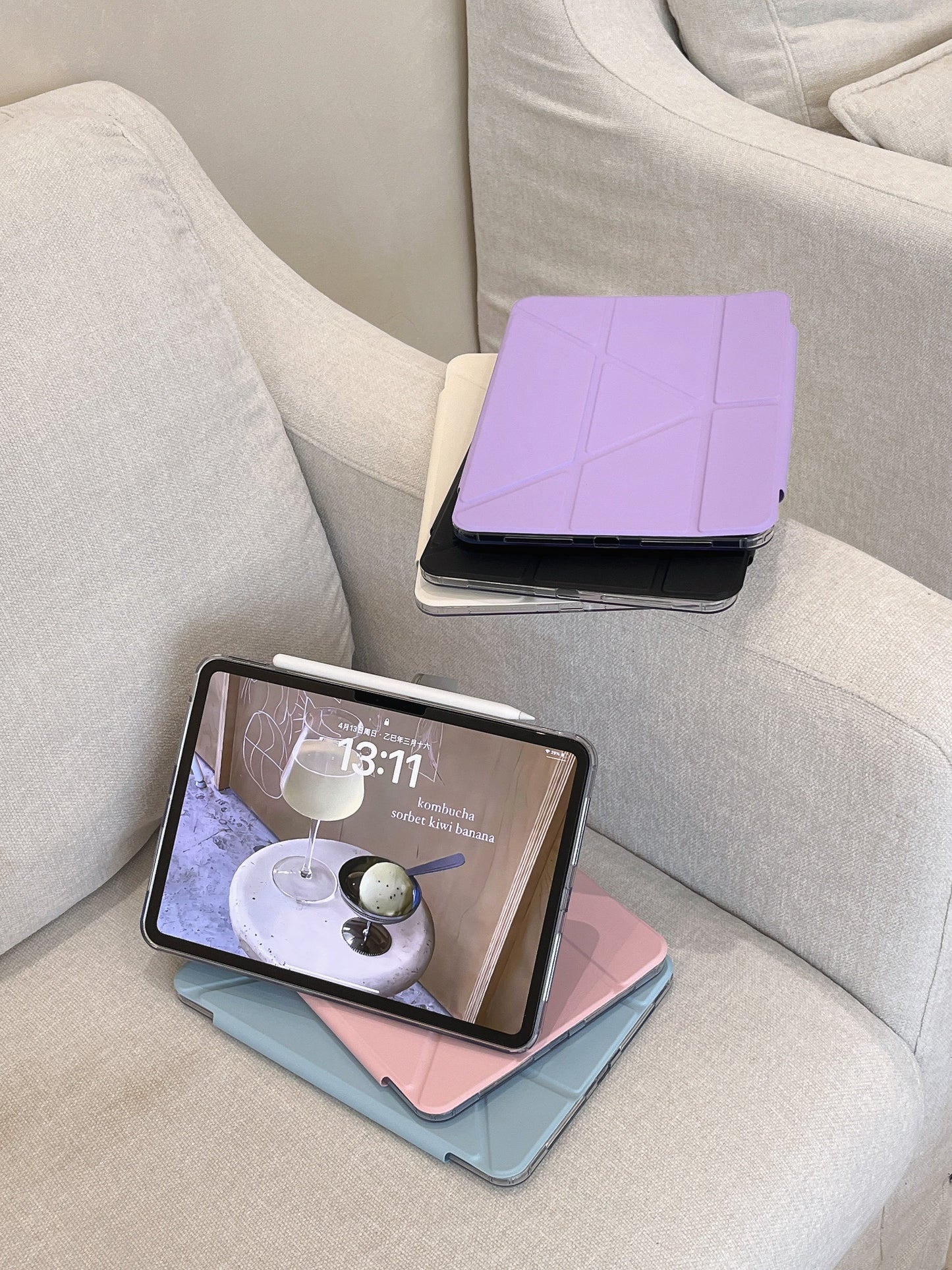 Origami Magnetic iPad Case -Pastel Colors With Foldable Stand