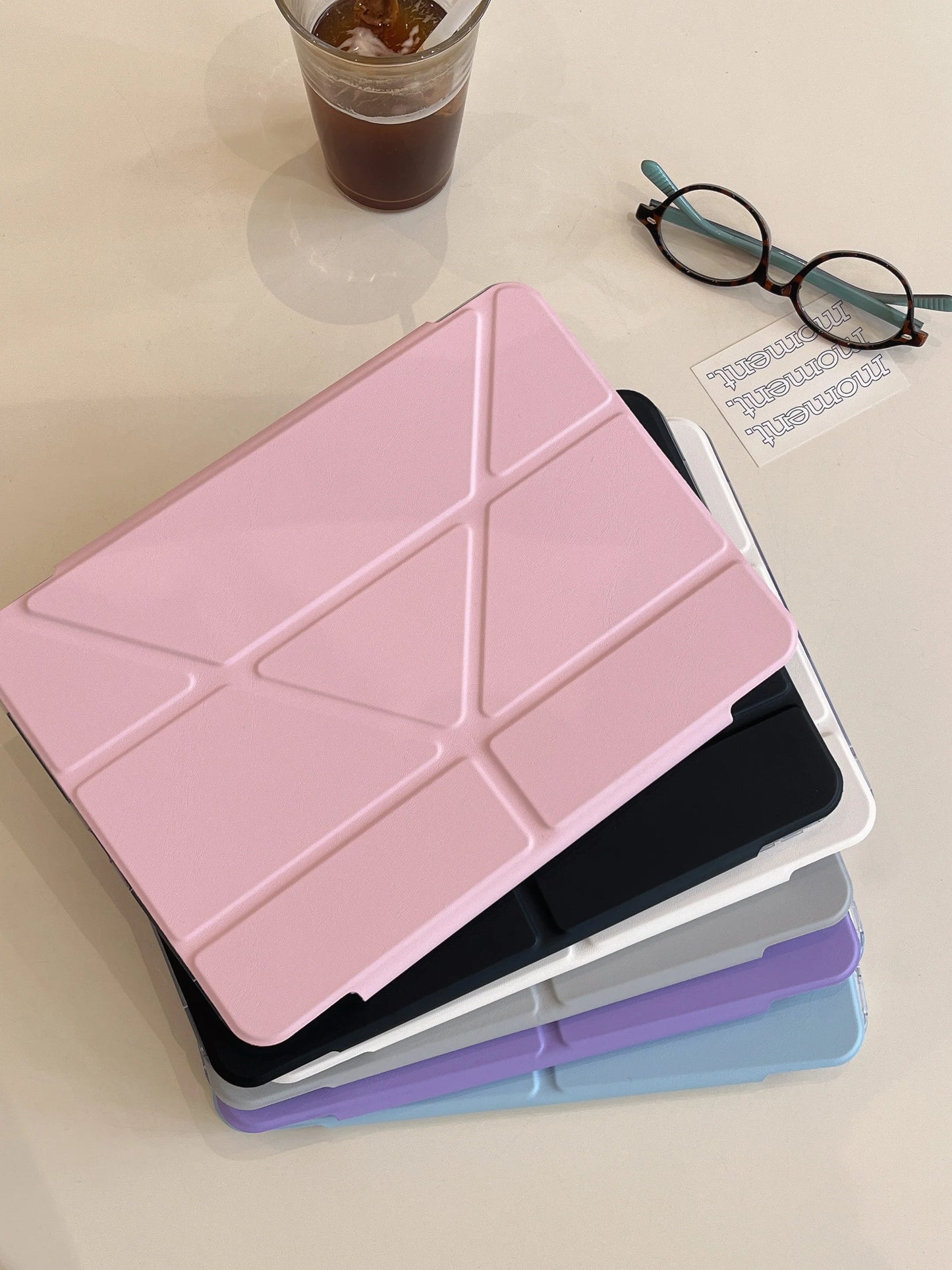 Origami Magnetic iPad Case -Pastel Colors With Foldable Stand