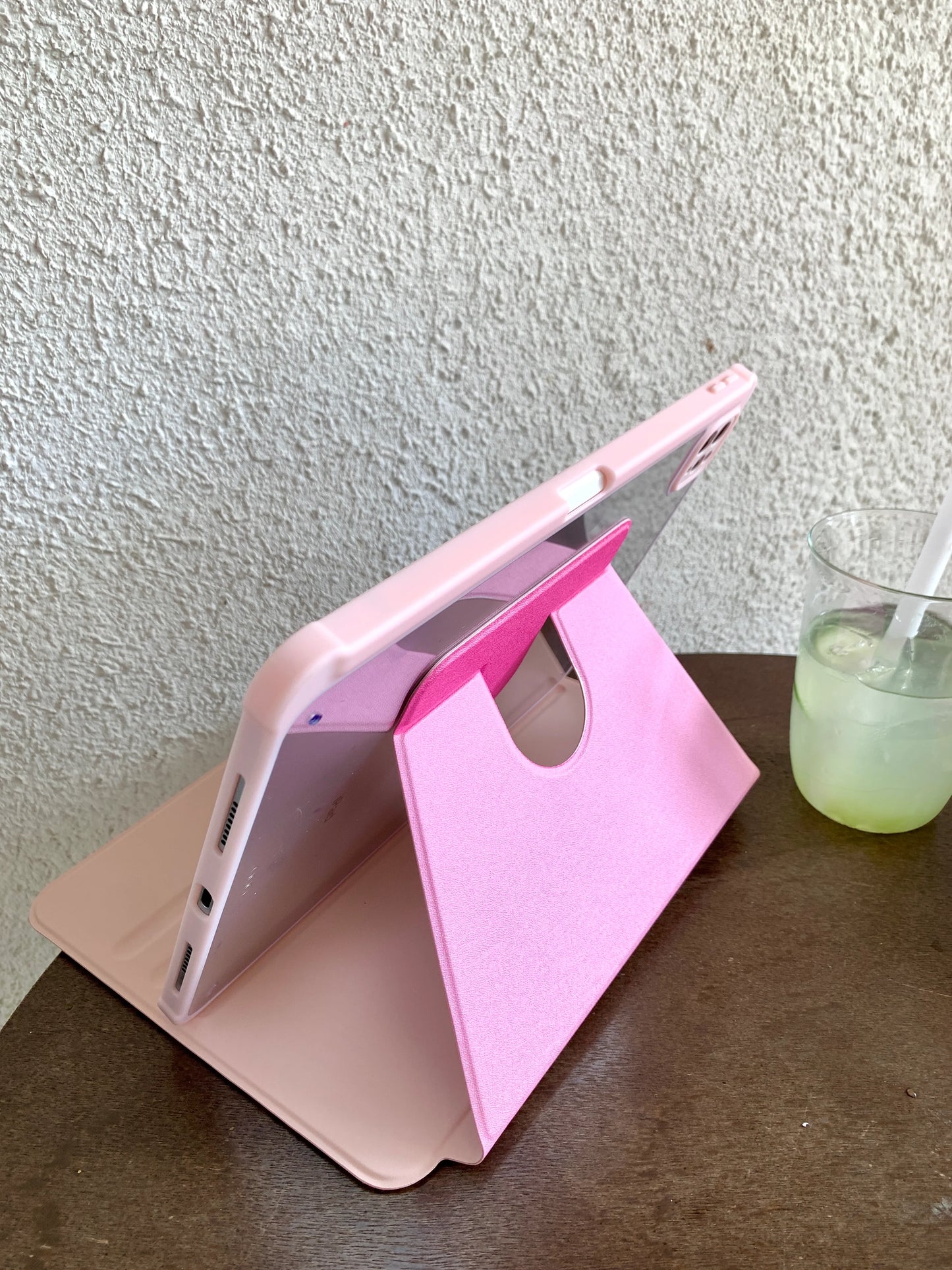 Cute Pink iPad Case with Heart Lace Design – Floral Stand Case