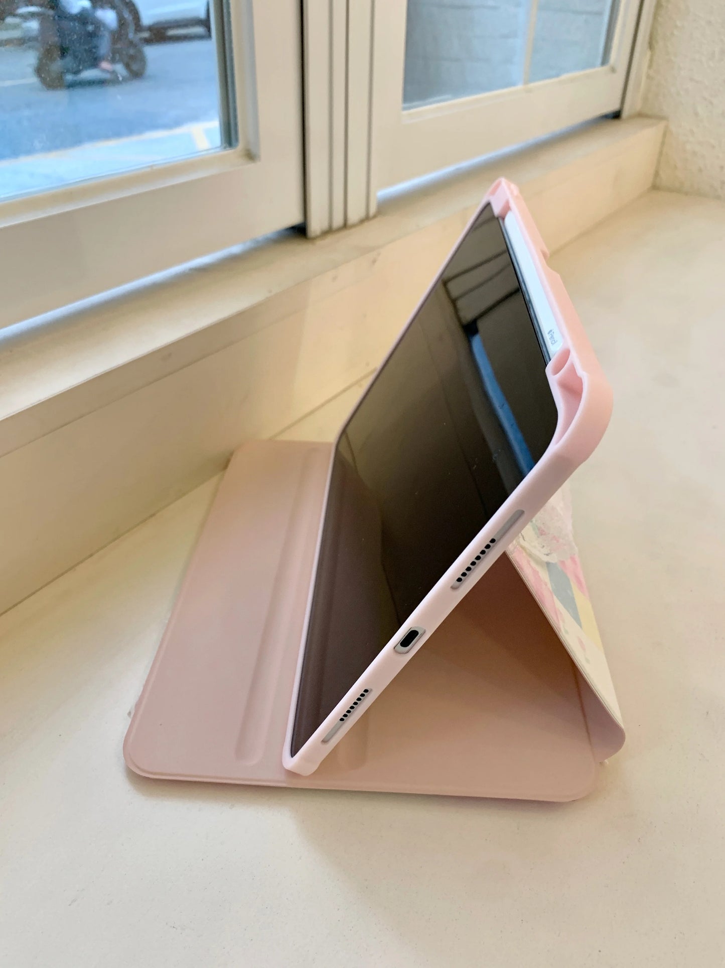 Pastel Patchwork Lace iPad Case – Cute Bows, Stand Cover