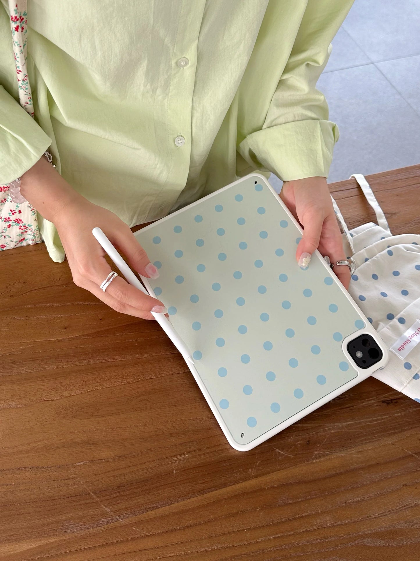 Minimal Blue Polka Dot iPad Case – Soft Matte Protective Cover for iPad