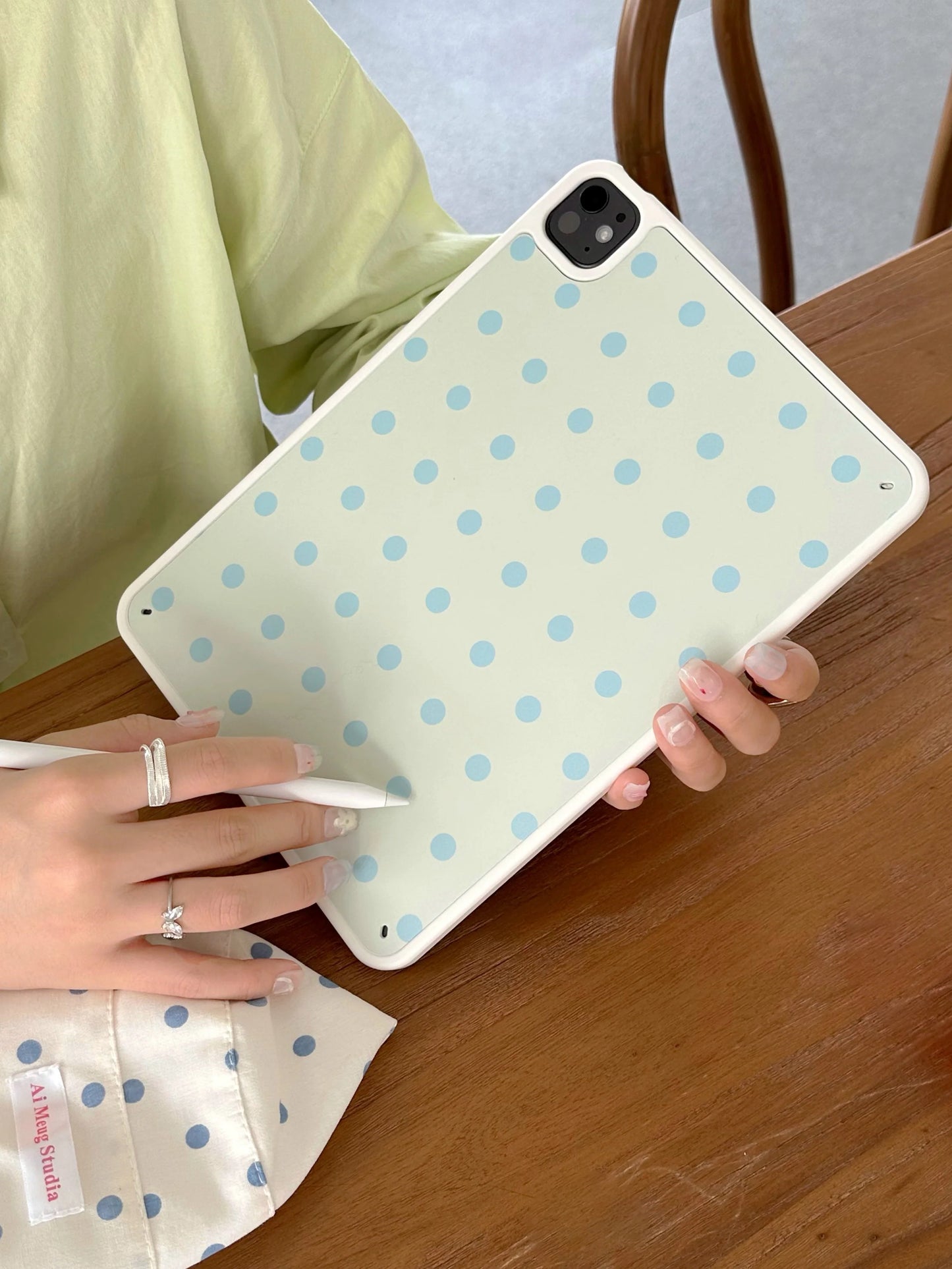Minimal Blue Polka Dot iPad Case – Soft Matte Protective Cover for iPad