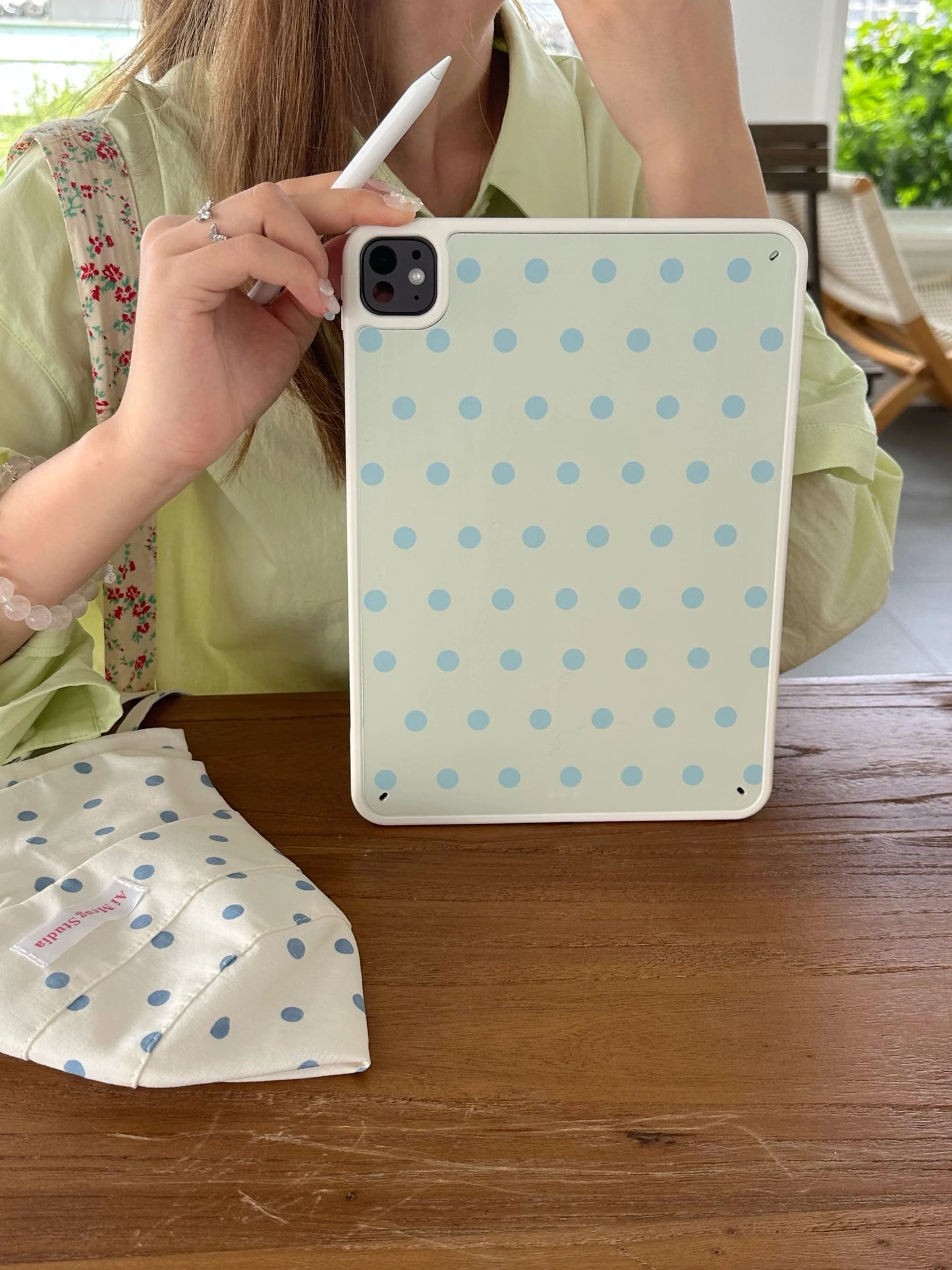 Minimal Blue Polka Dot iPad Case – Soft Matte Protective Cover for iPad