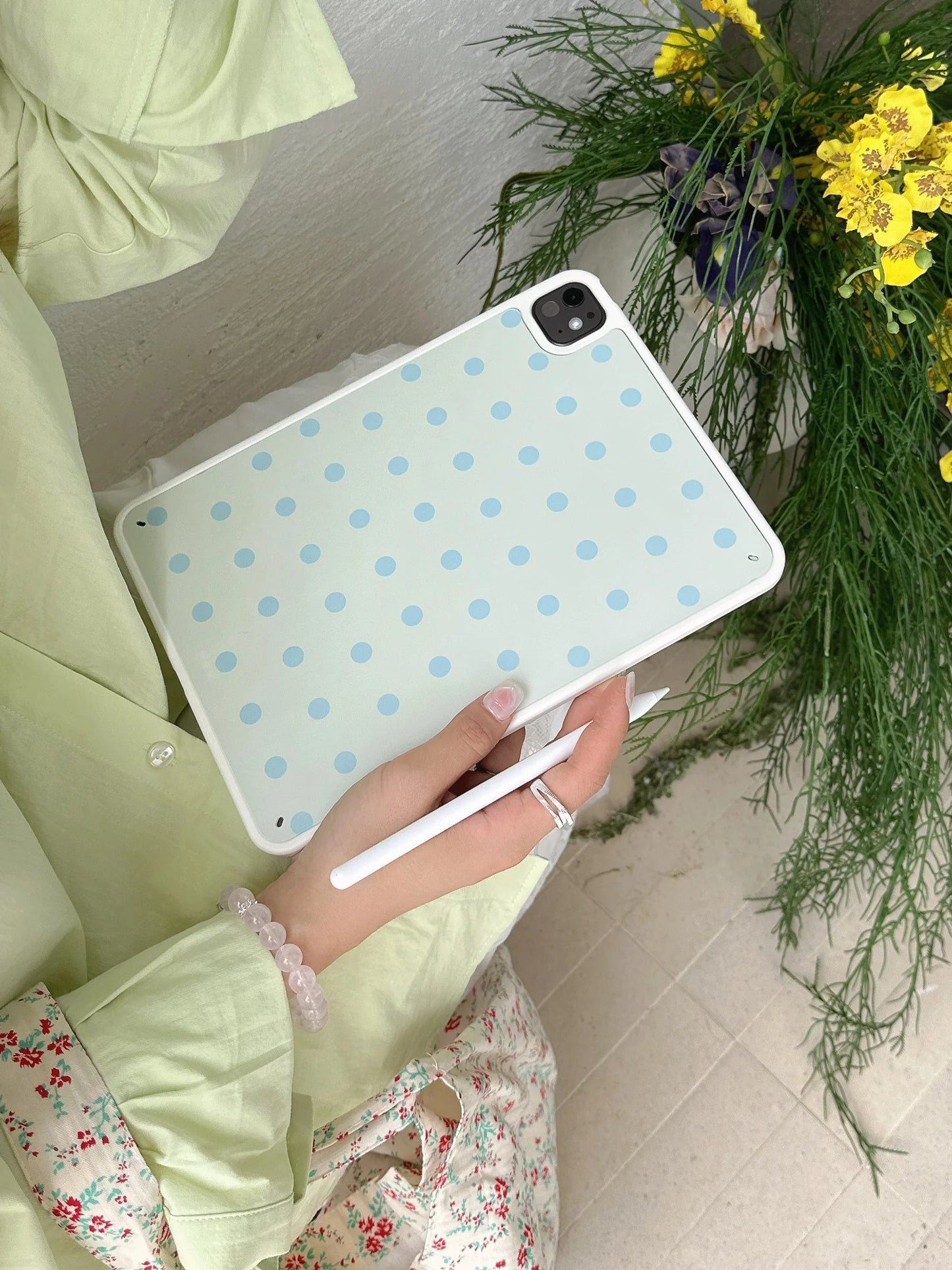 Minimal Blue Polka Dot iPad Case – Soft Matte Protective Cover for iPad