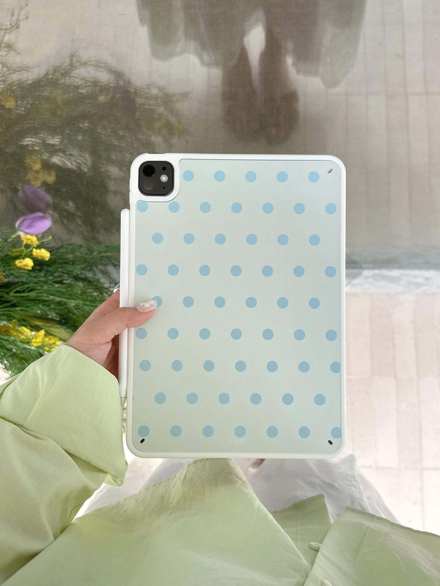 Minimal Blue Polka Dot iPad Case – Soft Matte Protective Cover for iPad