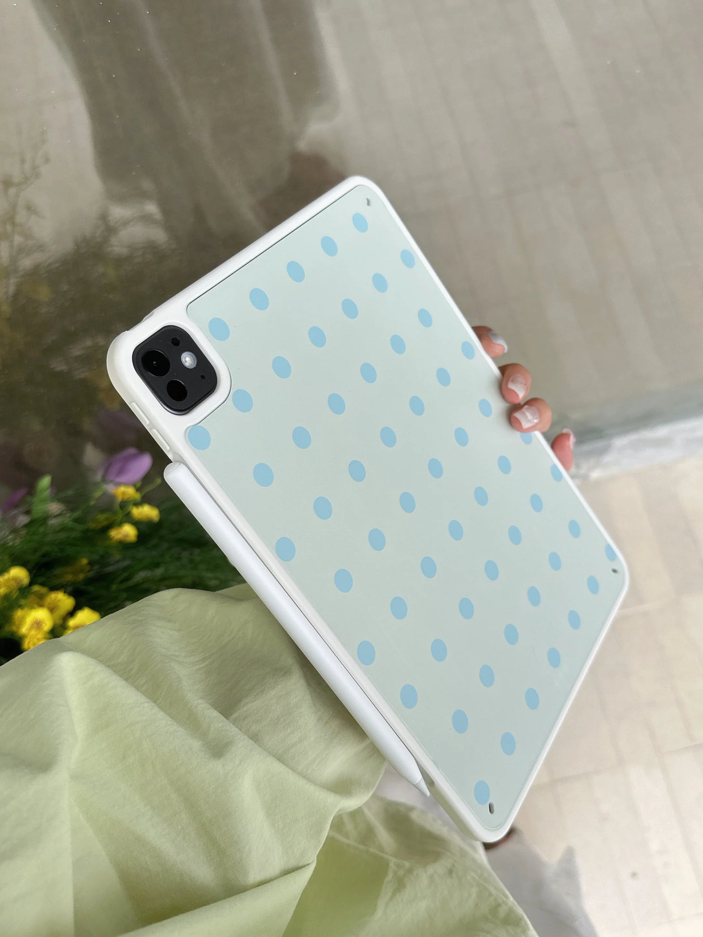 Minimal Blue Polka Dot iPad Case – Soft Matte Protective Cover for iPad
