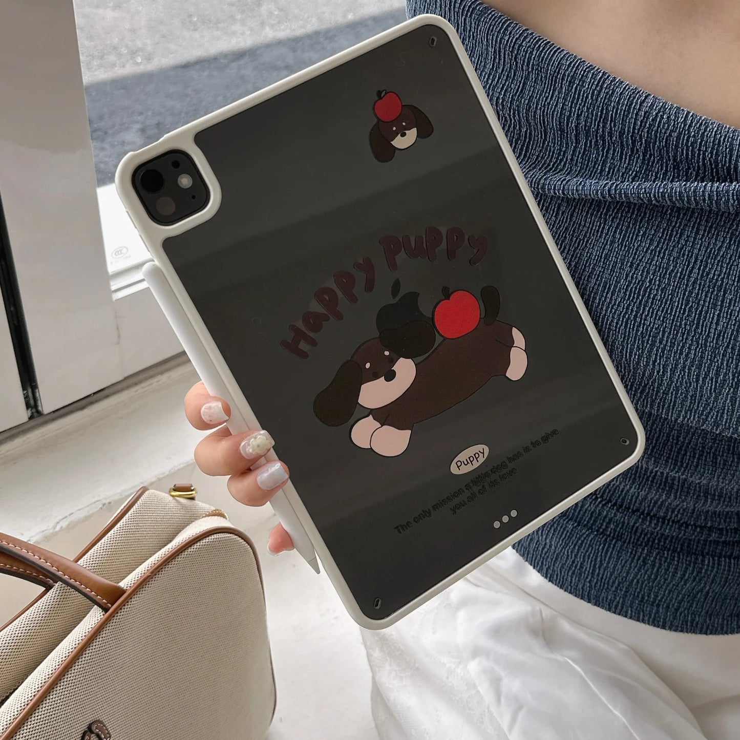 Cute Puppy Print iPad Case – Soft Back Cover with Apple Design for iPad Models