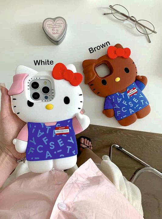 3D Kitty Silicon Case For iPhone