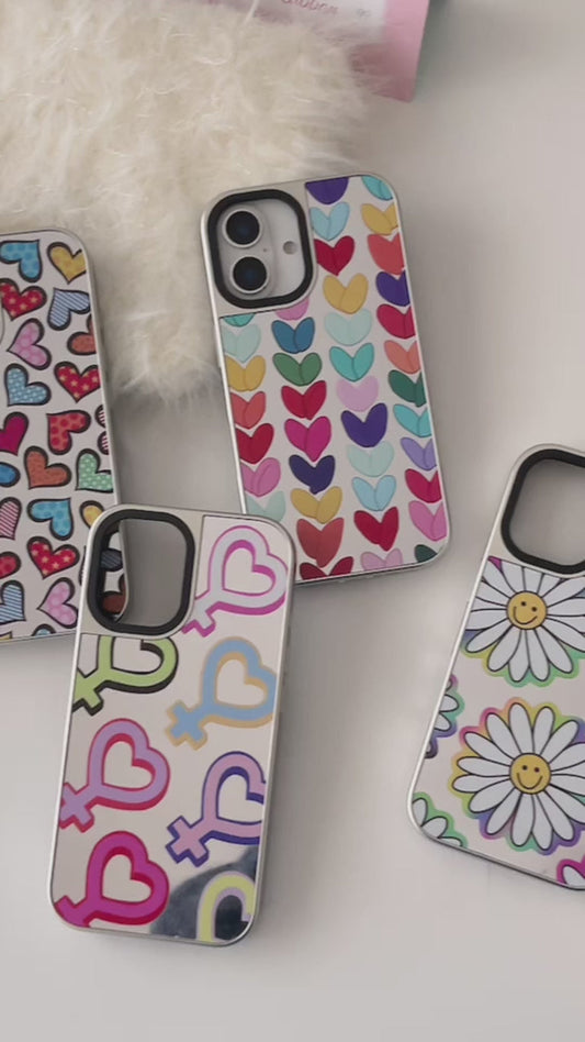 Peace ! Reflective Mirror Designe iPhone Case With Charm