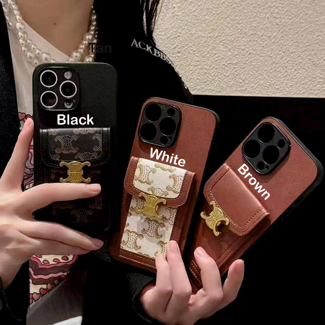 Luxury Branded Leather Wallet Case For iPhone