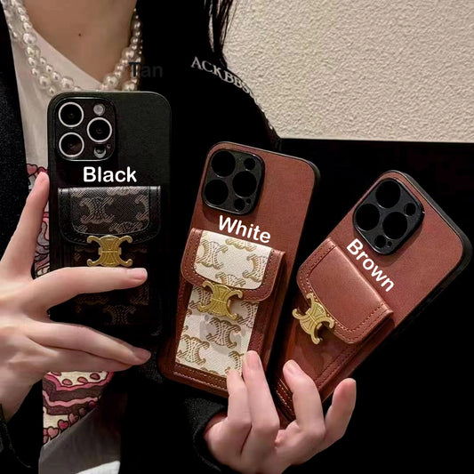 Luxury Branded Leather Wallet Case For iPhone