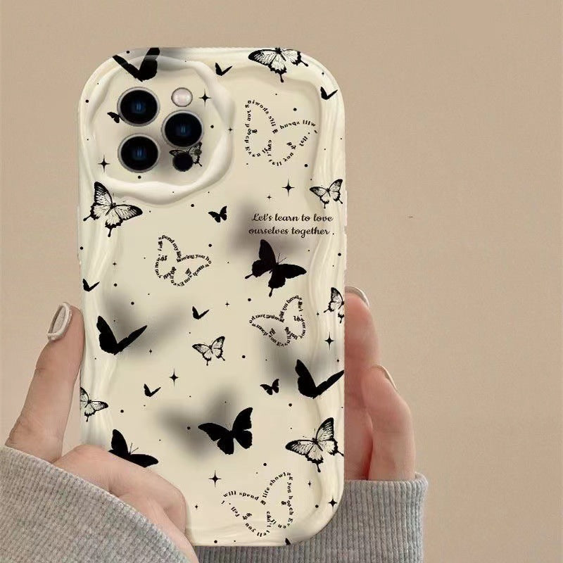 Black Butterfly for   iPhone 13/14/15/16 Case (Basic, Pro, Pro-Max)ned for an iPhone with a triple camera layout.