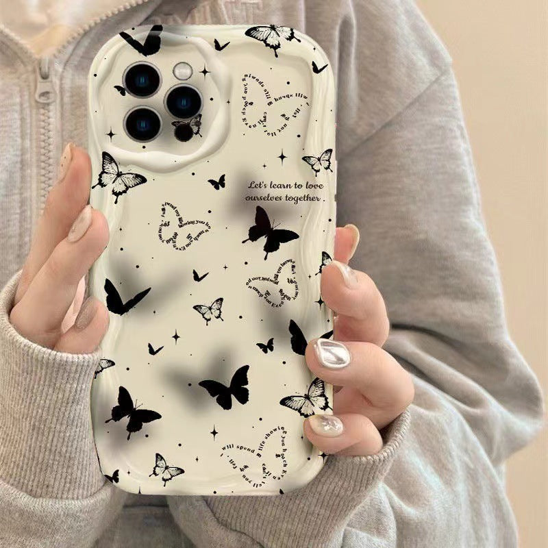 Black Butterfly for   iPhone 13/14/15/16 Case (Basic, Pro, Pro-Max)ned for an iPhone with a triple camera layout.