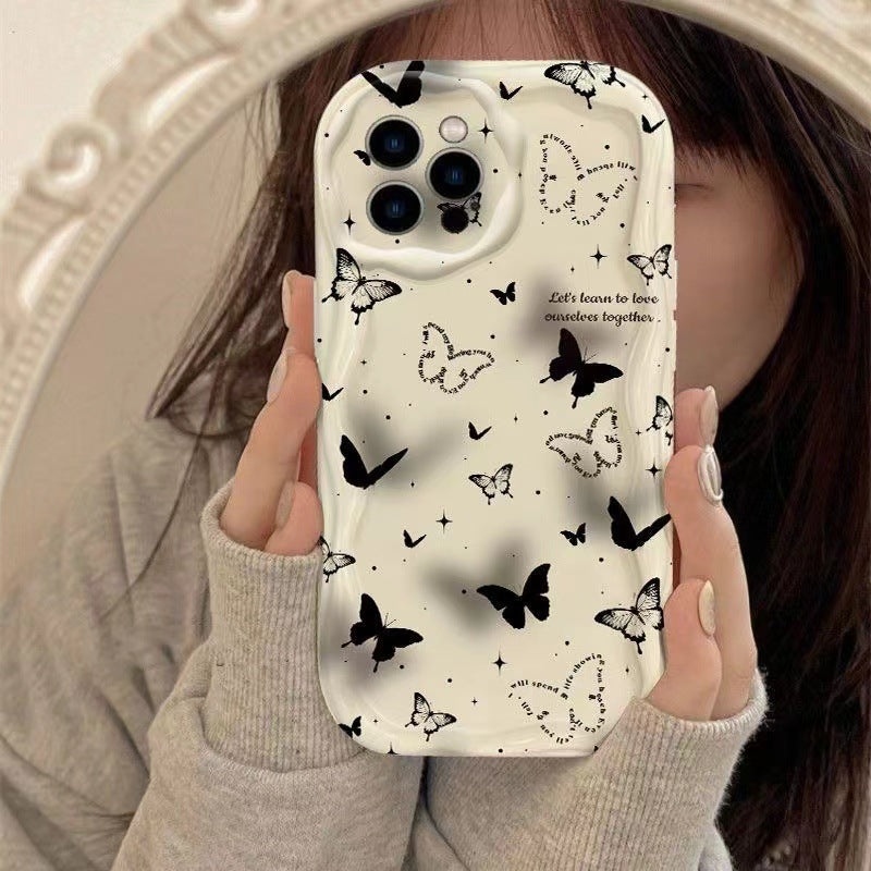 Black Butterfly for   iPhone 13/14/15/16 Case (Basic, Pro, Pro-Max)ned for an iPhone with a triple camera layout.