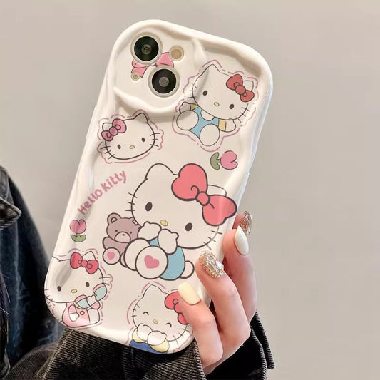 Cute bear kt cat case for iPhone 13/14/15/16/16E  (Basic, Pro, Pro-Max)